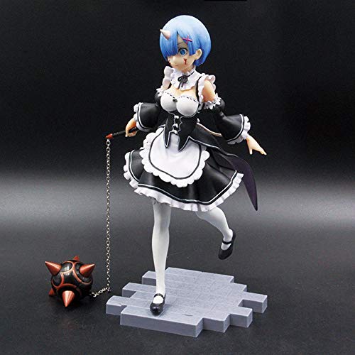 Xtxzq Action Man Figure Anime Figures Re:life A Different World From Zero Rem Ram Mop Tray Maid Action Girl Figurine Toys-B Height Approx17Cm. Best Gift For Kids Adults And Anime Fans #TOP3