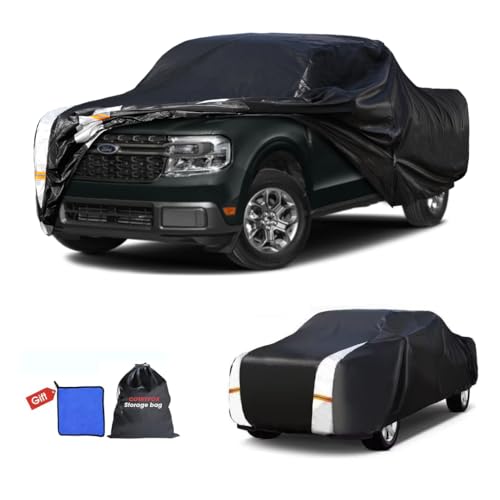 Image of Ford Maverick Truck Cover Custom Fit 2021-2026 Crew Cab Short Bed(4.5') with Door Zipper, 10 Layers Outdoor Heavy Pickup Truck Cover Waterproof All Weather, Wind Dust Sun Protector.