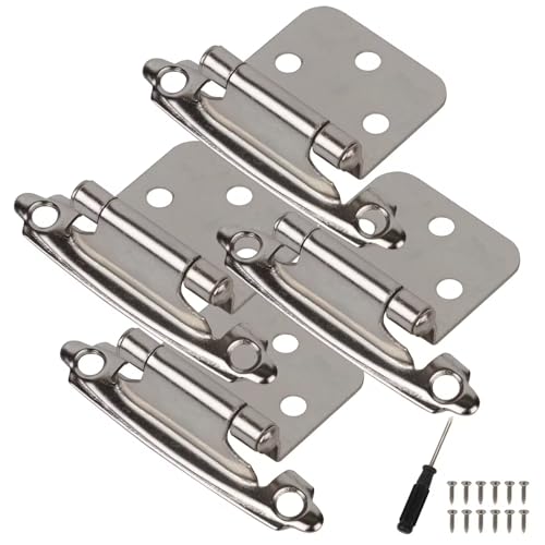 Greoil Steel Cabinet Cabinet Hinges (4 Pcs) Come with Screwdriver for recessed Kitchen Cabinet Doors semi-Concealed 1/2 Inch Overlay Cabinet Hinges Door Hinge