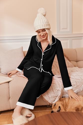 Ekouaer Pajamas for Women Set Long Sleeve Loungewear Button Down Pjs Sets - image 4