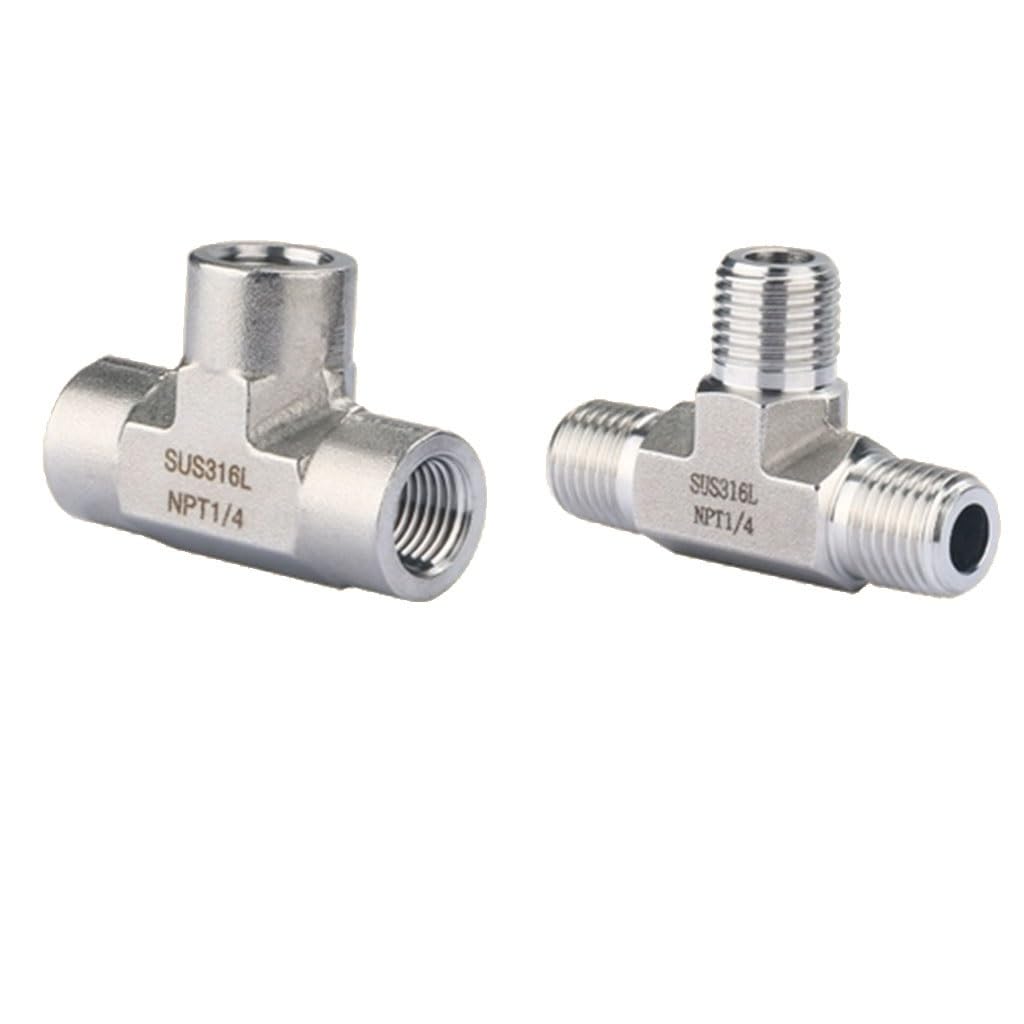 Conector en T forjado de acero inoxidable 316L, 1 pieza (macho de 0.5 pulgadas)