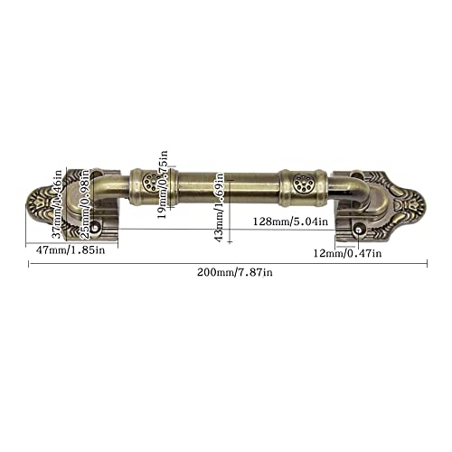 Image of Sliding Barn Door Pull Handle Hardware for Wooden Garden Gate Shed Cabinet Door Large Wooden Door Handle Antique doorknob Vintage Door Handle (1, Bronze Tone7.87in)