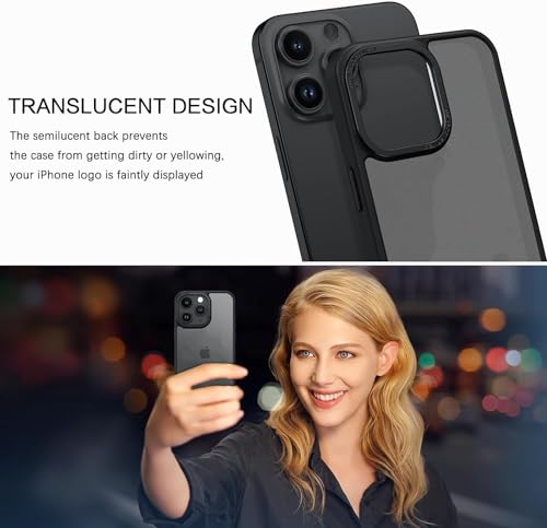 Image of DIZORO Matte Case for iPhone 15 Pro Max Translucent Frosted Hard Back Phone Case Anti-Fingerprint Anti-Slip Shockproof Protective Case Cover for iPhone 15 Pro Max 6.7 inches Black.