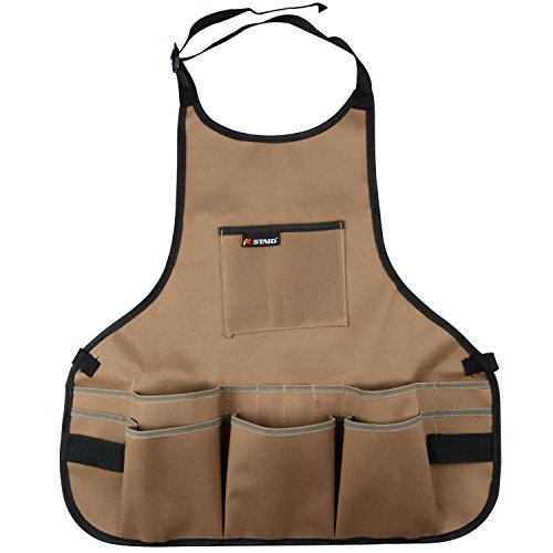 Povkeever Garden Tool Apron , 14 Tool Pockets and Adjustable Belt Professional Tool Apron for Men Women