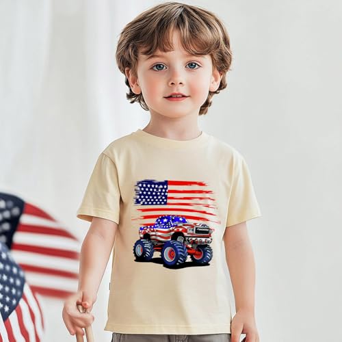Image of Kids 4th of July Shirt USA Flag Clothes Toddler Boys Girls Children Patriotic Tee Tops 1-7 Years