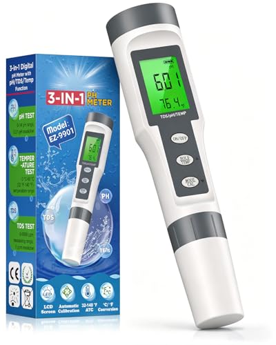 pH Meter, Digital 3-in-1 TDS, pH & Temperature Water Tester pH Pen, 0.01 High Accuracy Reader TDS Meter & PH Tester, pH Meter for Drinking Water, Aquarium,Pool, Hydroponics, Hot Tub, Garden, Wine, Lab