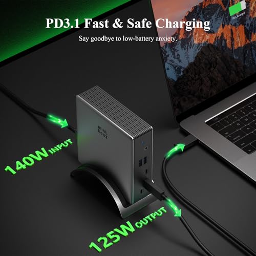 Minthouz Laptop Docking Station, 9in1 Dock with Detachable USBC Hub | 3 Display USB C Dock 2 DP&HDMI,140W PD Charger,2*3.0 USB-A,10Gbps,Gigabit Ethern - image 3