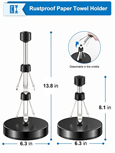 Smartake Standing Paper Towel Holder, Damping Ratchet Design Paper Towel Organizer, Rustproof Toilet Paper Holder With Suction Cups, Roll Dispenser For Kitchen Countertop Home Dining Table, Black #TOP2