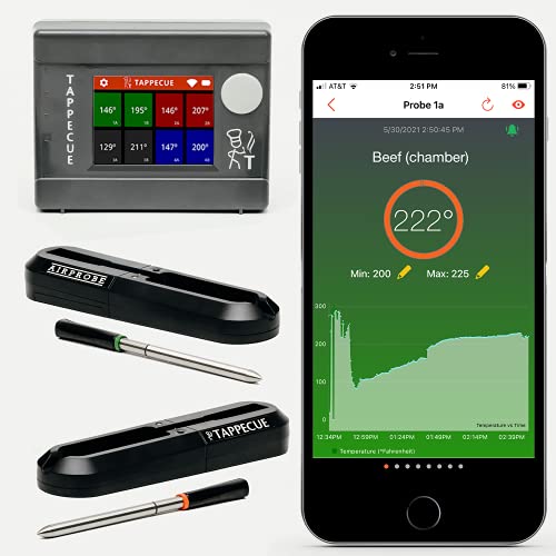AirProbe Deluxe Bundle – Smart WiFi and Wireless Meat Thermometer for Cooking, Internet Enabled Cloud Storage & Alarm, Works with Android & iOS Apps