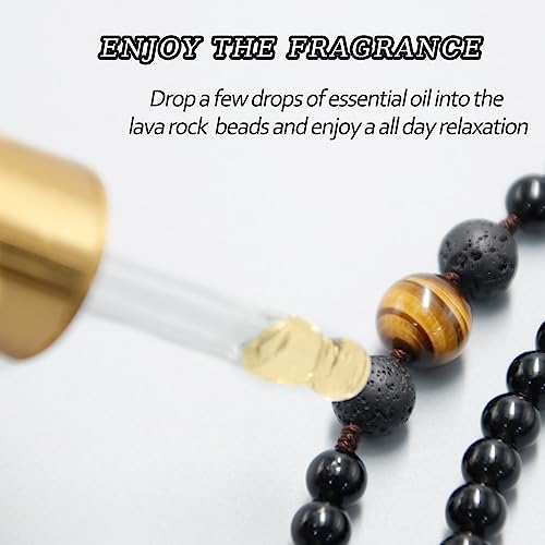 Triple Protection Black Obsidian Necklace - Pixiu Amulet Tiger Eye Lava Rock Beaded Necklace, Spiritual Energy Stone Pendant Necklace for Men Women4