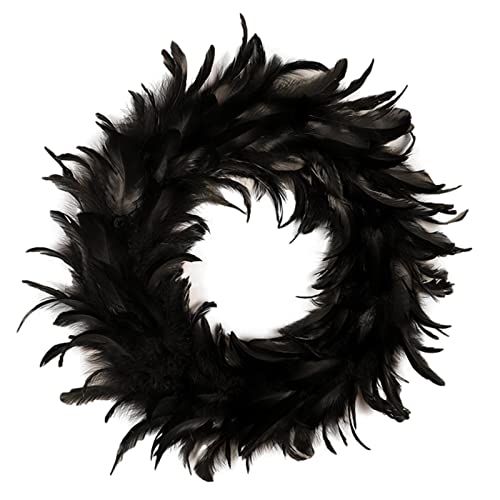 Corona de Halloween de 16 pulgadas, color negro, natural, recuerdos de fiesta, escenas espeluznantes, accesorios de fotos, decoraciones de Halloween para puerta delantera