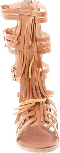 Link Savannah 3K Little Girls Strappy Buckled Fringe Gladiator Flat Sandals4