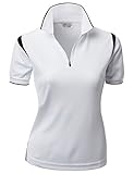 Women's Coolmax 2 Tone Collar Zipup Polo T-Shirt