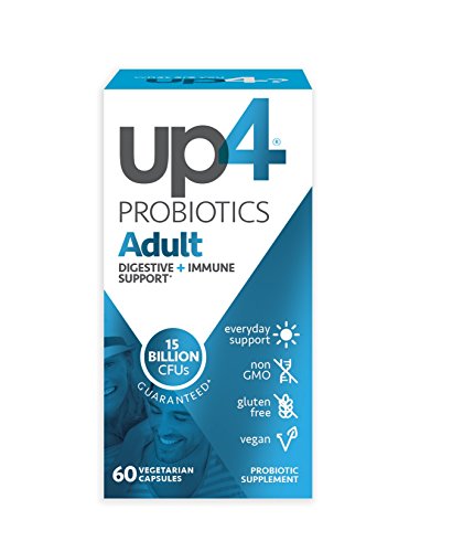up4 Adult Probiotic Supplement | Digestive + Immune Support | 15 Billion CFU Guaranteed | Everyday Support | Non-GMO, Gluten Free, Vegan | 60 Vegetarian Capsules