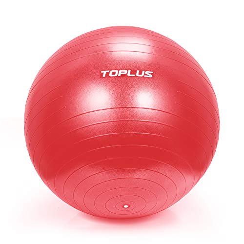 TOPLUS - Pelota de ejercicio (2000 libras), diseño de pelota de yoga antiráfaga y extra gruesa, bola suiza con bomba rápida de nacimiento para yoga, pilates, fitness, embarazo y trabajo (65 cm)