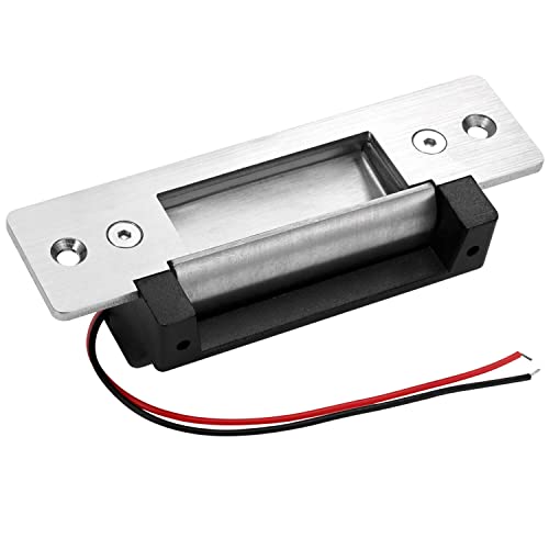 Electric Door Strike Lock ANSI Standard Heavy Duty Fail-Secure/Fail-Safe Adjustable 12V DC for Door Access Control System Cylindrical Locksets Black