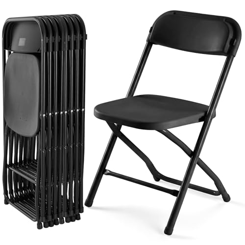 Image of DUMOS Folding Chairs Sets of 8, 330lbs Capacity Plastic Stackable Home Office Chair, Portable Fold Up for Indoor Outdoor, Patio, Camping, Garden, Party, Black
