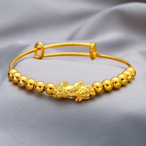 Image of Fashion 18K Gold Plated Feng Shui Arm Band Bracelet Pi Xiu Beads Adjustable Cuff Bracelet