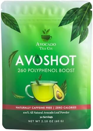 AvoShot Polyphenol-Rich| Avocado Leaf Powder | Naturally Caffeine...