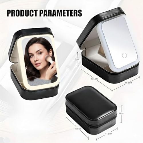 Image of SIGNAMIO Compact Makeup Vanity with LED Mirror, Portable LED Mirror for Makeup, Stylish Vanity Table with Adjustable Lighting for Professional Results (Black)