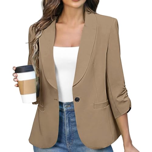 Blazers for Women Business Casual Button Down Blazer Solid Color Long Sleeve Blazers Fall Fashion Outfits2