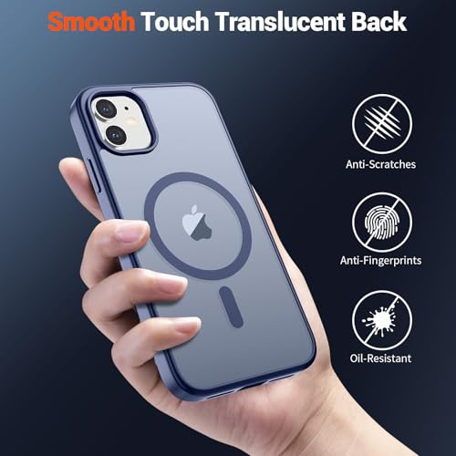 Image of SUPFINE Magnetic for iPhone 11 Phone Case(Compatible with MagSafe)(Military Grade Drop Protection) Translucent Matte Shockproof Phone Case, Lavender Gray