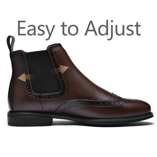 Mens Chelsea Boots,Dress Boots For Men,Slip-on Formal Dress Boots for Men Casual Ankle Boots Classic Brogue Style4