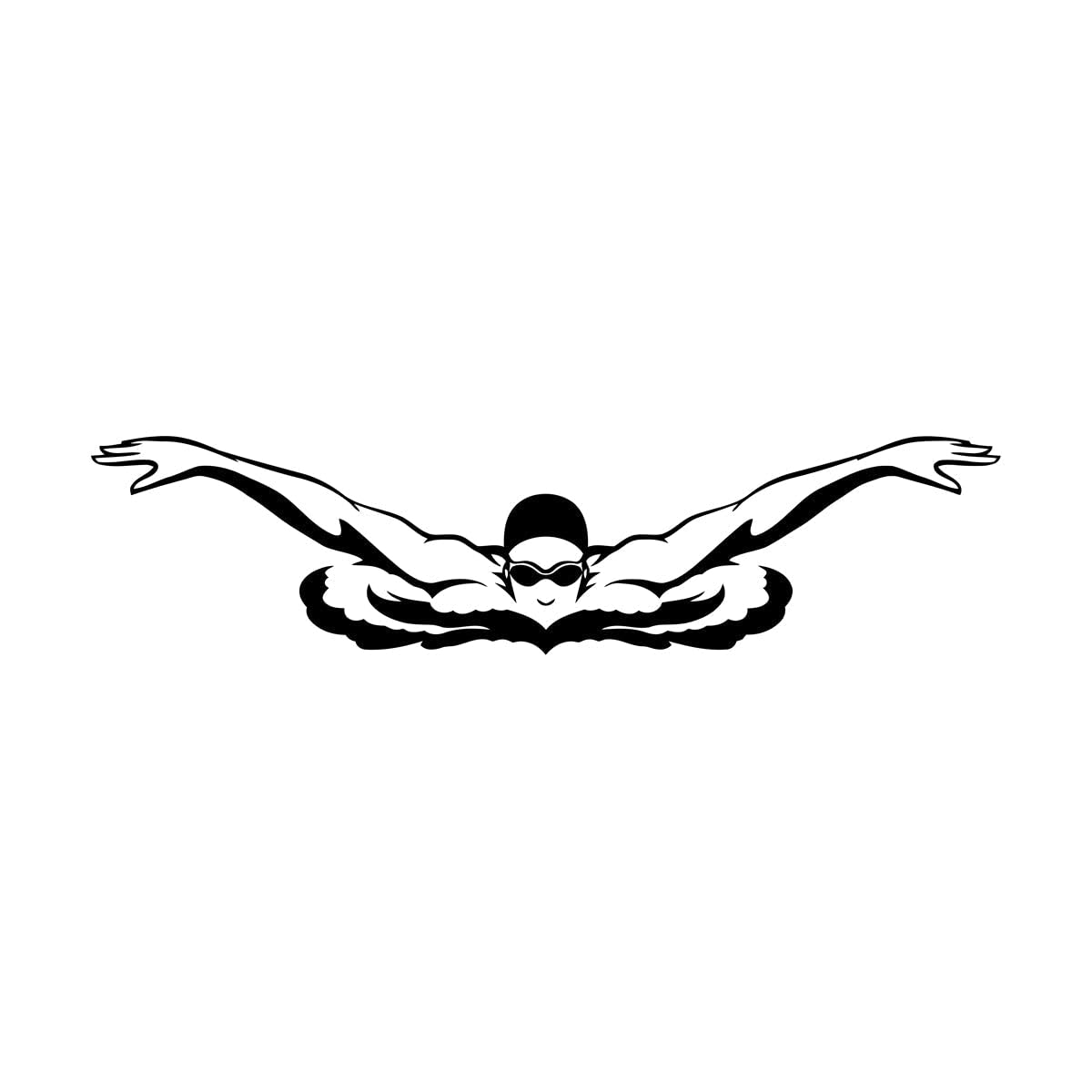 Lzhouting Wall Stickers 1436 Swimmer Wall Decal Swimming Vinyl Sticker Water Sport Stickers Home Art Decor Bedroom Living Room Waterproof Decals Small - 14X57cm