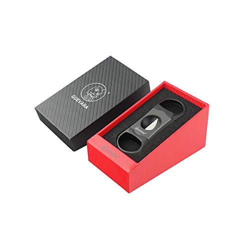 Cigar Cutter V-Cut Stainless Steel Guillotine Cut Blade High Quality with Attractive Gift Box (Black)