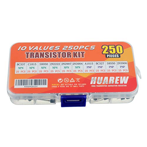 Huarew 10 Values 250 Pcs Transistors Npn Bc337 C1815 S8050 2N2222 2N2907 2N3904 Pnp A1015 Bc327 S8550 2N3906 Bjt Bipolar Junction Transistor Assortment Kit #TOP2
