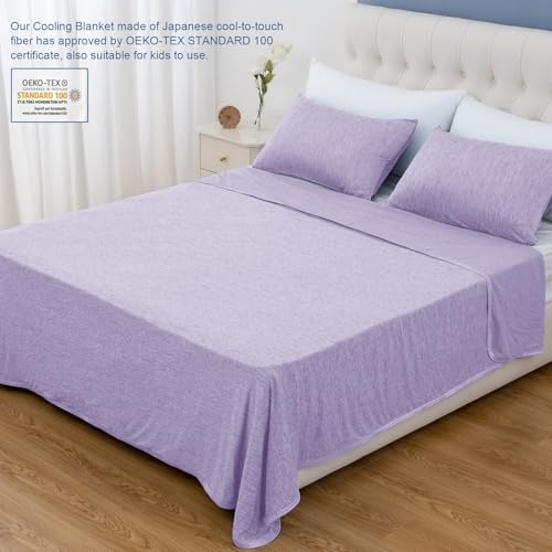 Image of CHOSHOME Cooling Blanket for Hot Sleepers Lightweight Summer Cold Thin Blankets for Sleeping, Hot Flashes Night Sweats, Soft Blanket for Bed, California King 96 inch x 102 inch, Purple
