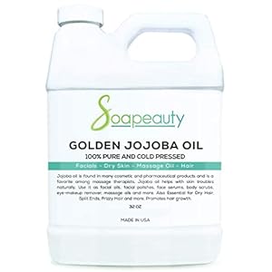 Soapeauty Golden Jojoba Oil | 100% Pure & Natural | Unrefined, Cold Pressed, Hexane Free | Moisturizing Oil for Skin, Face, Hair & Nails | 32 Fl Oz