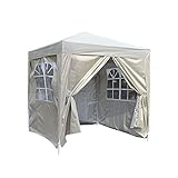 YAZE Carpa Plegable 2 x 2/2.5 x 2.5M Pabellón Impermeable con Paredes Desmontables y Ventanas Tienda de campaña de Oxford Gazebo Estructura en Acero para Fiestas, Boda o Picnic (2 x 2M, Beige)