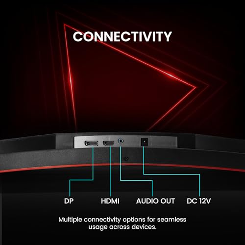Image of FRONTECH Gaming 32 Inch Curved LED Monitor, Refresh Rate 200Hz, VA Panel, 1800R Curve, Full HD 1080p, Bezel Less Design, HDMI & DP Ports (MON-0076)