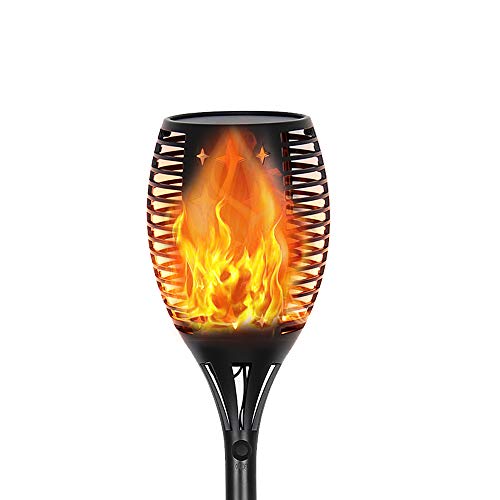 CASAVIDA Solar Torch Lights, Flickering Flames Torches Lights Outdoor Solar Powered Pathway Lights Landscape Decoration Lighting Dusk to Dawn Auto On/Off Security Light for Deck Yard Driveway