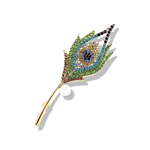 Broche plume de paon vintage et strass pour vos soirées