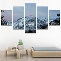 SIGNWIN 5 Panel Canvas Wall Art Snow Mountain for Home Decorations Ready to Hang - 60