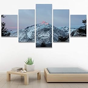 SIGNWIN 5 Panel Canvas Wall Art Snow Mountain...