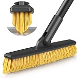 Sunally Grout Scrub Brush with 57' Long Handle, Shower Floor Scrubber for Cleaning with V-Shape Stiff Bristles, Grout Cleaner Brush for Cleaning Tile, Bathroom, Kitchen, Cleaning Tool, Black Yellow