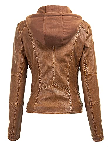 image for Lock and Love LL WJC1044 Womens Faux Leather Quilted Motorcycle Jacket