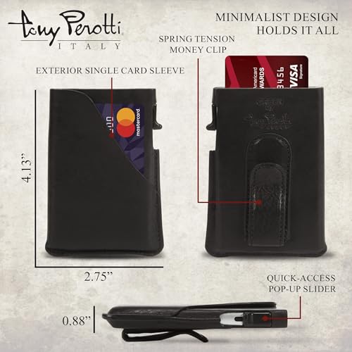 Tony Perotti Italian Leather Slim Money Clip Wallet for Men - RFID Quick Access Wallet With Credit Card Slots - Eco-Friendly Tanned Full Grain Leather Wallet Made in Italy2