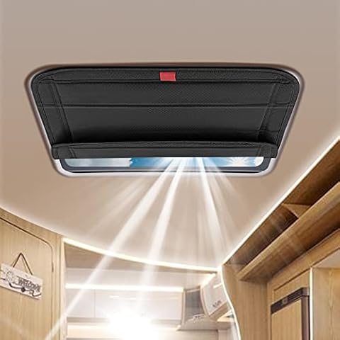 funomo Magnetic RV Roof Vent Cover, 16.25 x 16.25 Inch Foldable Magnet RV Blackout Window Shade Sun Cover, UV Rays Protection, Waterproof Camper Trailer Window Covers with Storage Bag (Black) Cover