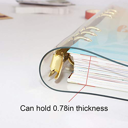 Etspolt Clear Binder Rose Gold Round Ring Binder Cover With Snap Buttom, 6 Ring Pvc Clear Paper Protector Sleeves For Binders A6 Loose Leaf Folder Notebook (A5 21Mm, Gold) #TOP4