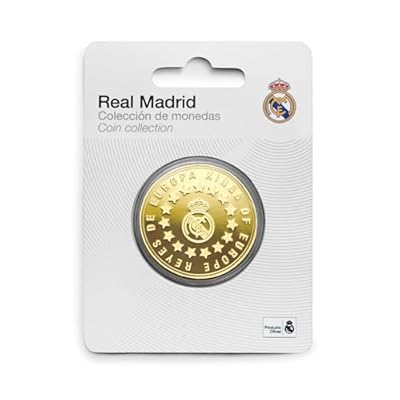 MOCIWORLD - Real Madrid - Moneda edición Especial con Escudo e inscripción Reyes de Europa - Coleccionable - Dorado - Producto Oficial | Ya disponible en tu tienda friki favorita! En mundofriki.es!