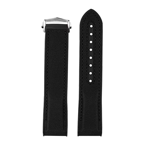 Bracelet montre silicone nylon 22mm durable avec boucle noire et outils