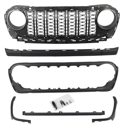 Grille protection sans trou caméra pour Jeep Wrangler JL calandre avant 2018-2024 évite débris