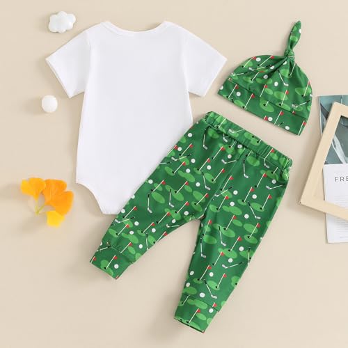 Newborn Baby Girl Boy Golf Outfit - Daddy's Future Golfing Buddy Romper & Pants Set (3Pcs) - Summer Clothes3
