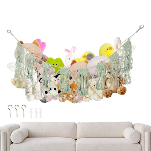 Rebornsun ぬいぐるみネット, 大型ボーホー壁掛け重厚, ぬいぐるみ収納ハンモックメッシュネット, 男の子・女の子・子供・幼児向け、子供部屋、寝室、育児室、遊び場、デイケア