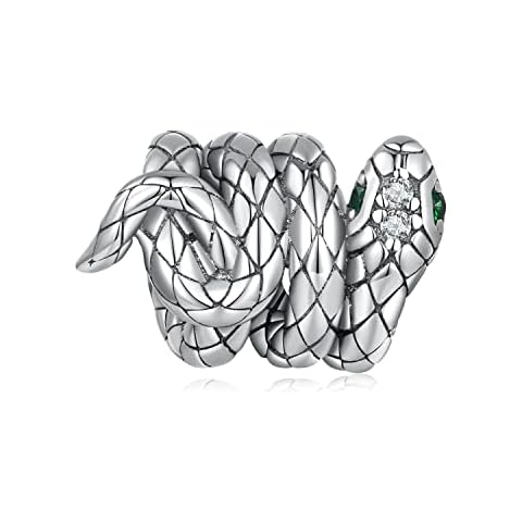WOSTU Snake Charms for Bracelet 925 Sterling Silver Snake Viper Charm for Birthday New Year Jewelry Gift for Family Members for Women Cover