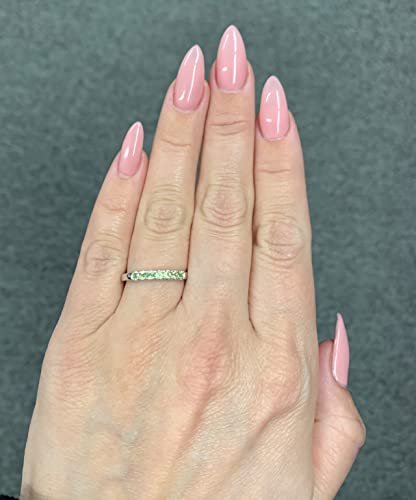 .925 Sterling Silver 1/3 Cttw Natural Green Peridot Gemstone August Birthstone Stacking Ring- Size 9 #TOP1